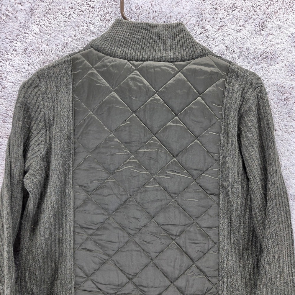 Barbour Sporting Zip Knit Wool Jacket Green Quilted Equestrian Womens Medium - Picture 11 of 13